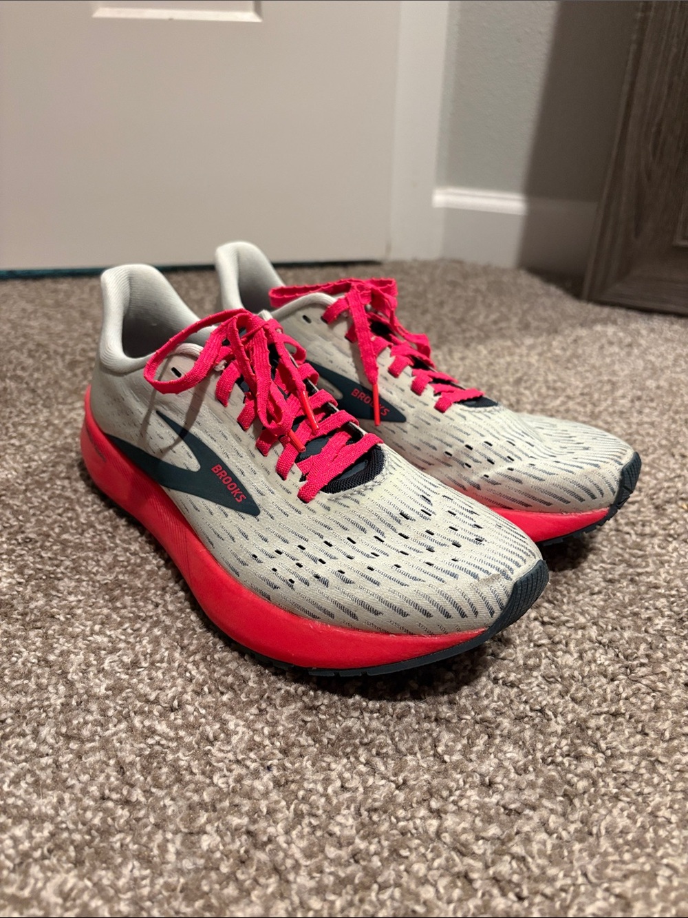 Brooks Women’s Athletic Shoes - Light Gray with Hot Pink and Navy